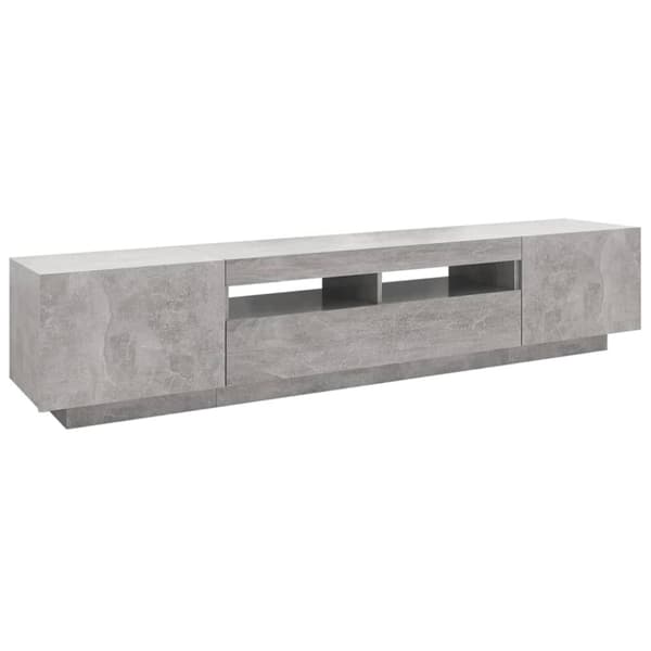 vidaXL TV-benk med LED-lys betonggrå 200x35x40 cm