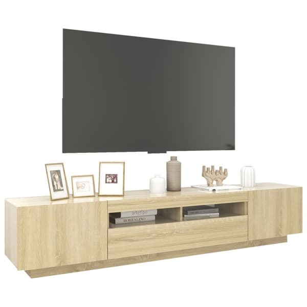 vidaXL TV-benk med LED-lys sonoma eik 200x35x40 cm