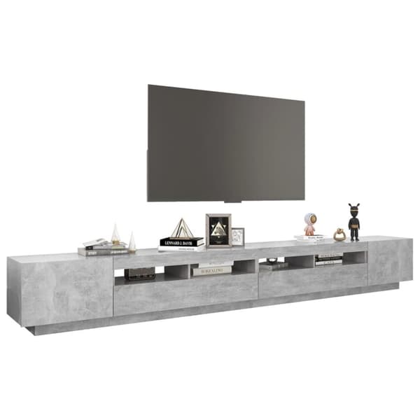 vidaXL tv-skab med LED-lys 300x35x40 cm betongrå