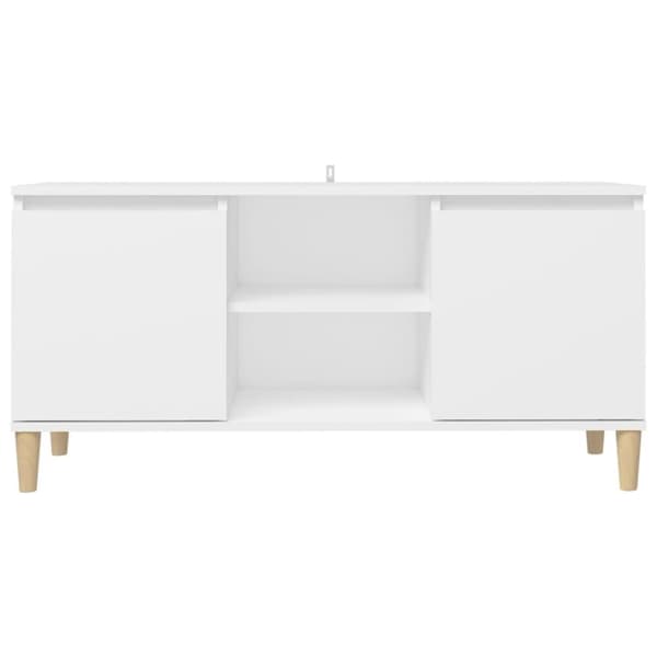 vidaXL tv-bord med massive træben 103,5x35x50 cm hvid