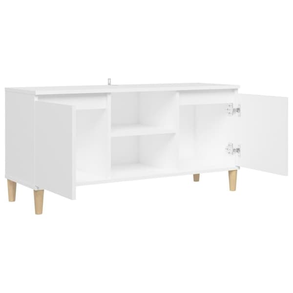 vidaXL TV-benk med ben i heltre hvit 103,5x35x50 cm