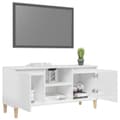 Miniatyrbillede 3 af 9: vidaXL tv-bord med massive træben 103,5x35x50 cm hvid højglans