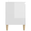 Miniatyrbillede 5 af 9: vidaXL tv-bord med massive træben 103,5x35x50 cm hvid højglans