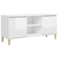 Miniatyrbillede 1 af 9: vidaXL tv-bord med massive træben 103,5x35x50 cm hvid højglans