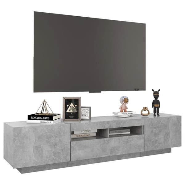 vidaXL tv-skab med LED-lys 180x35x40 cm betongrå