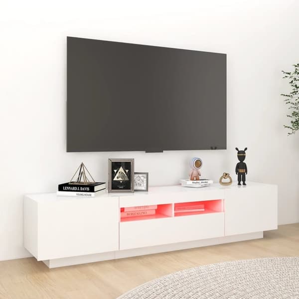 vidaXL TV-bänk med LED-belysning vit 180x35x40 cm