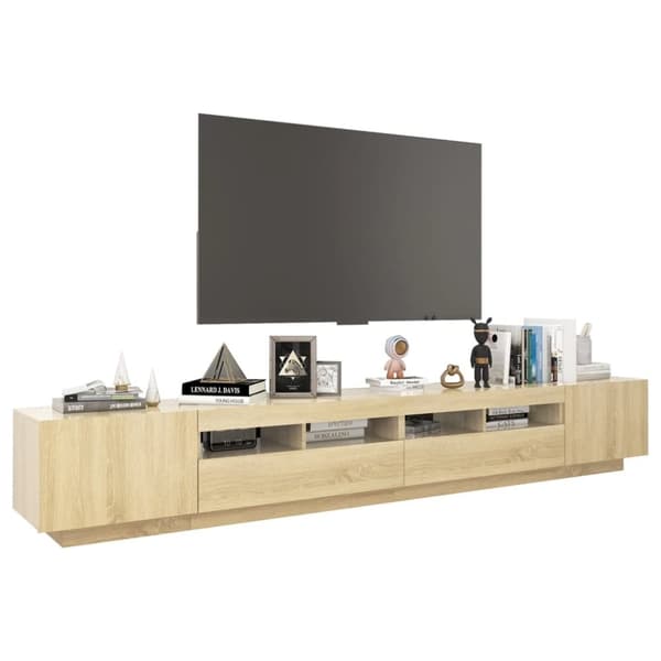 vidaXL TV-benk med LED-lys sonoma eik 260x35x40 cm