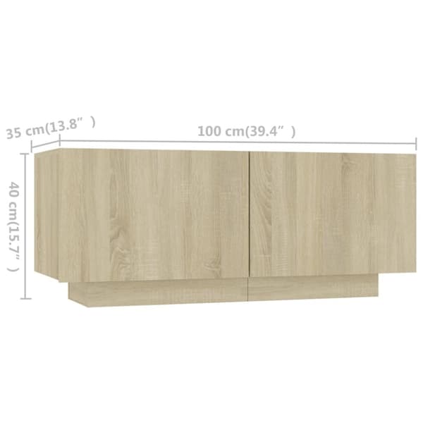 vidaXL TV-benk med LED-lys sonoma eik 180x35x40 cm