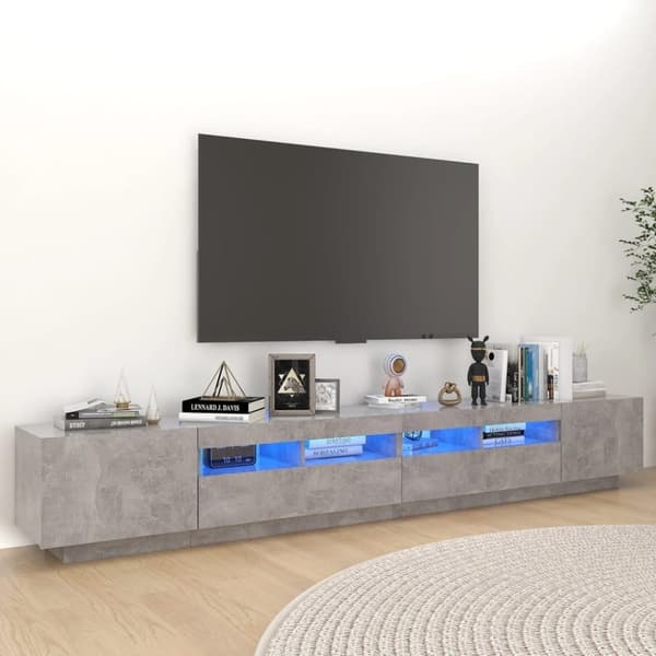 vidaXL tv-skab med LED-lys 260x35x40 cm betongrå