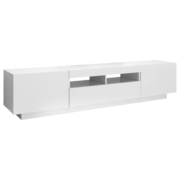 vidaXL TV-bänk med LED-belysning vit högglans 180x35x40 cm