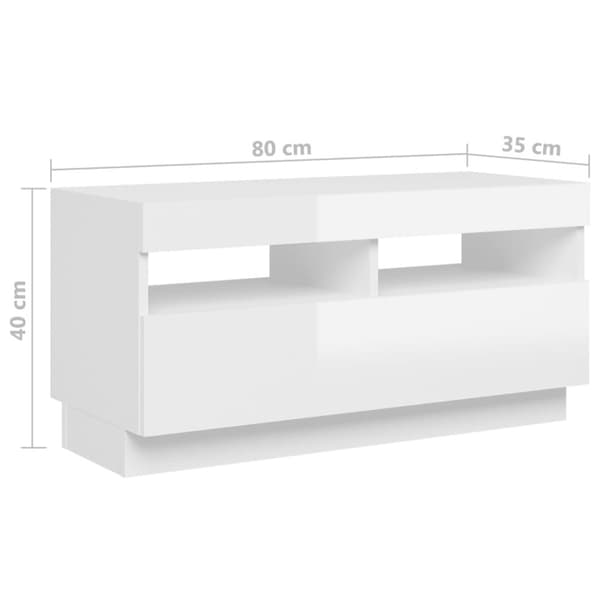 vidaXL TV-bänk med LED-belysning vit högglans 180x35x40 cm