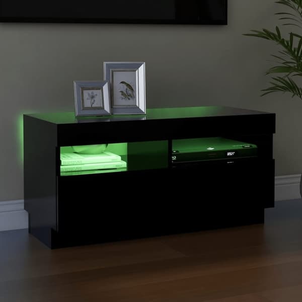 vidaXL tv-bord med LED-lys 80x35x40 cm sort