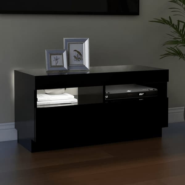 vidaXL tv-bord med LED-lys 80x35x40 cm sort