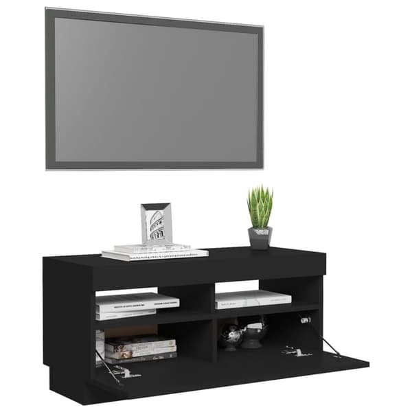 vidaXL tv-bord med LED-lys 80x35x40 cm sort