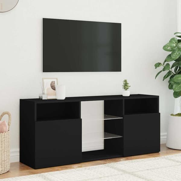 vidaXL TV-benk med LED-lys svart 120x30x50 cm
