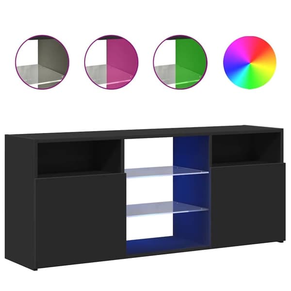 vidaXL TV-benk med LED-lys svart 120x30x50 cm