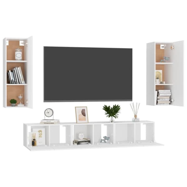 vidaXL TV-benksett 5 deler hvit sponplate