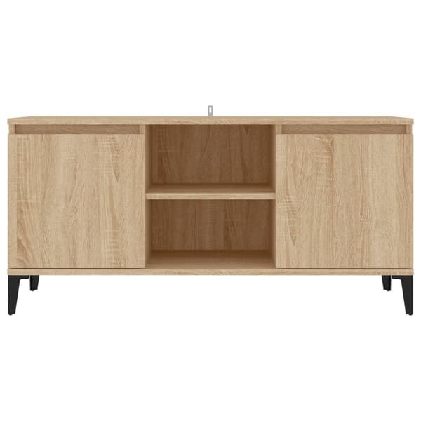 vidaXL TV-bänk med metallben sonoma-ek 103,5x35x50 cm