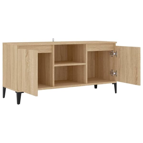 vidaXL TV-bänk med metallben sonoma-ek 103,5x35x50 cm