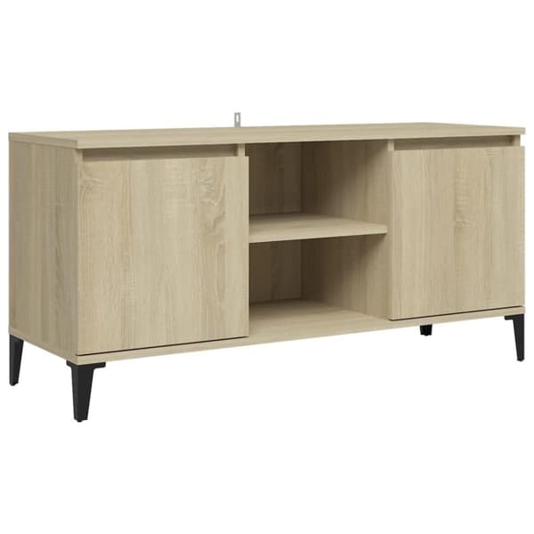 vidaXL TV-bänk med metallben sonoma-ek 103,5x35x50 cm