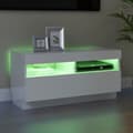 Pikkukuva 4 / 11: vidaXL TV-taso LED-valoilla korkeakiilto valkoinen 80x35x40 cm