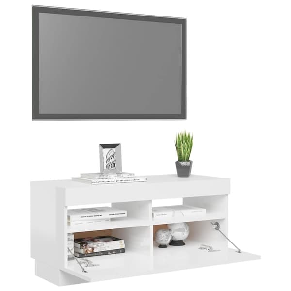 vidaXL TV-taso LED-valoilla korkeakiilto valkoinen 80x35x40 cm