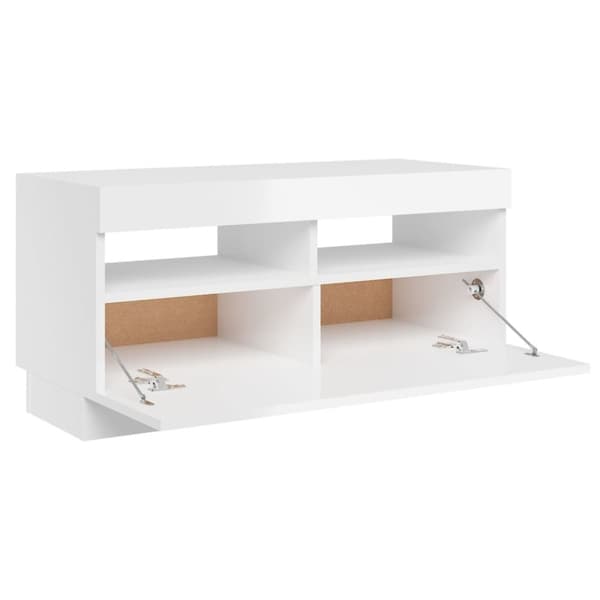vidaXL TV-taso LED-valoilla korkeakiilto valkoinen 80x35x40 cm