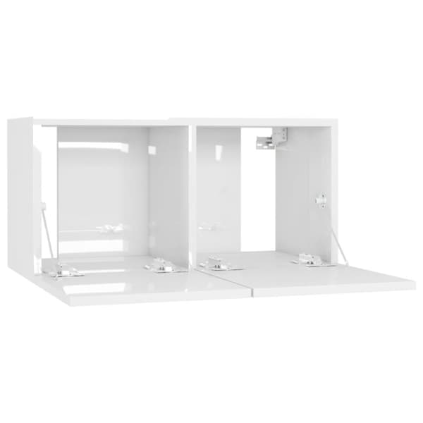 vidaXL Väggmonterade TV-skåp 2 st vit högglans 60x30x30 cm