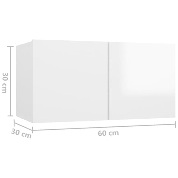 vidaXL Väggmonterade TV-skåp 2 st vit högglans 60x30x30 cm