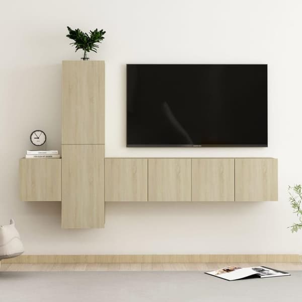 vidaXL TV-benksett 5 stk sonoma eik konstruert tre