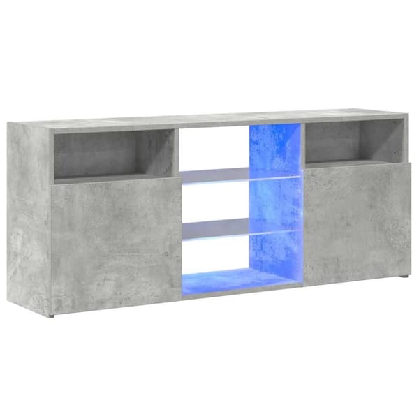 vidaXL TV-benk med LED-lys betonggrå 120x30x50 cm