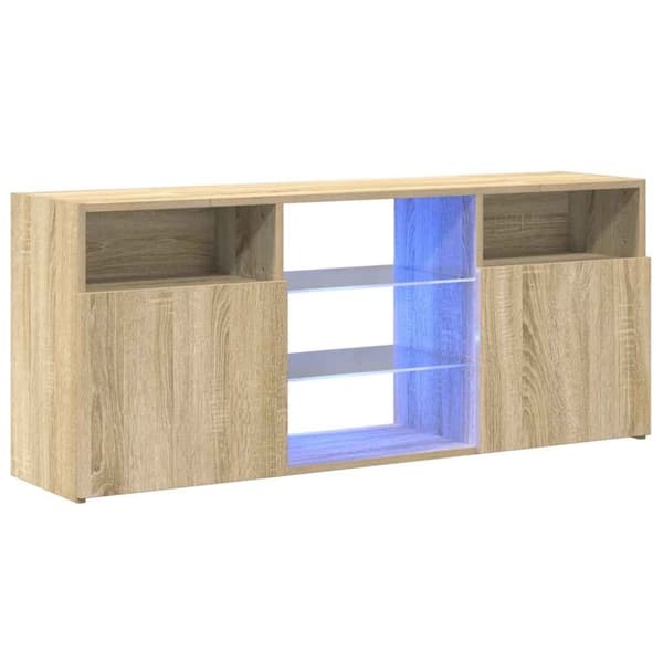 vidaXL TV-benk med LED-lys sonoma eik 120x30x50 cm