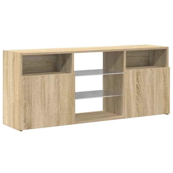 vidaXL TV-benk med LED-lys sonoma eik 120x30x50 cm