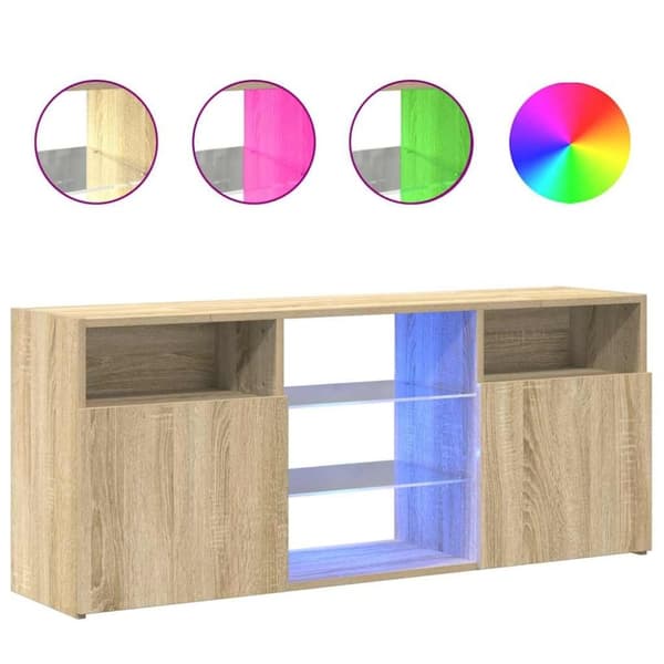 vidaXL TV-taso LED-valoilla Sonoma-tammi 120x30x50 cm