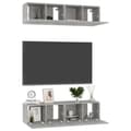 Miniatyrbilde 4 av 9: vidaXL TV-benker 4 stk betonggrå 60x30x30 cm konstruert tre