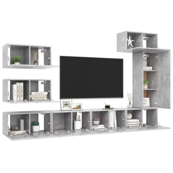 vidaXL 8-osainen TV-kaappisarja betoninharmaa tekninen puu