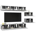 Miniatyrbilde 4 av 6: vidaXL TV-benker 8 deler betonggrå konstruert tre
