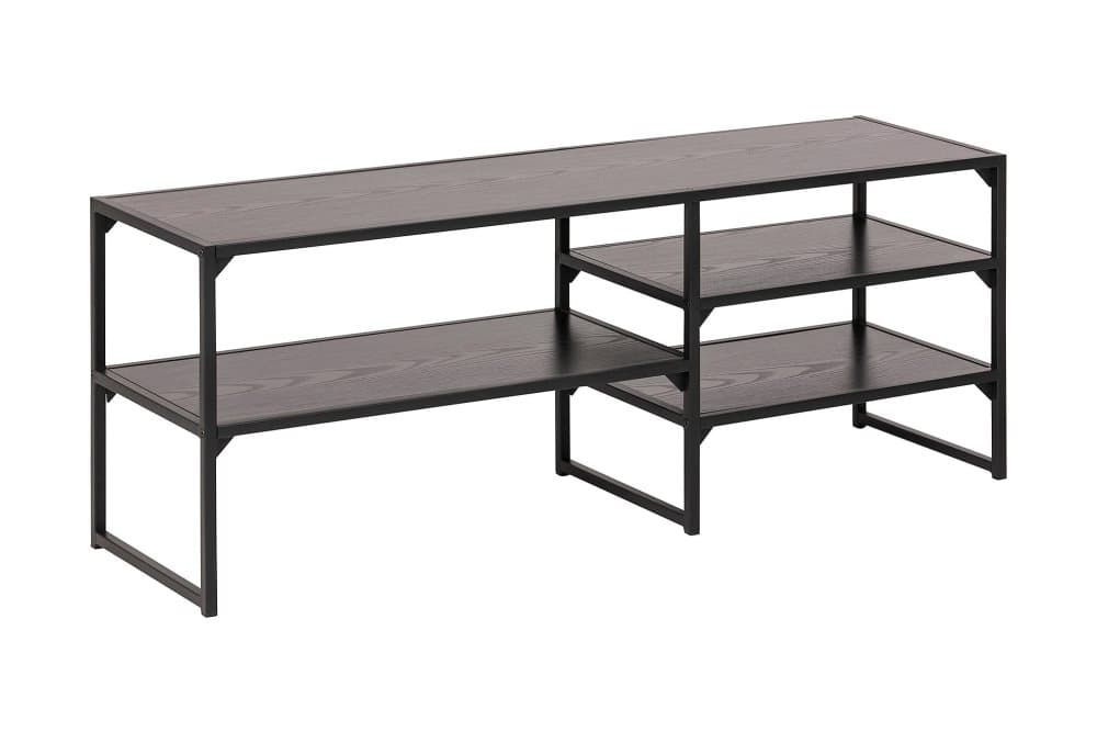 ZUMAR Tv-bänk 120 cm 3 Hyllor Svart/Matt Svart