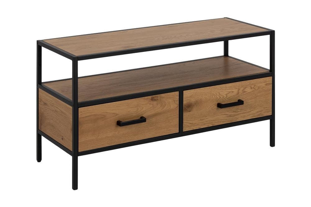 ZUMAR Tv-möbelset 90 cm 2 Lådor Svart/Matt Svart