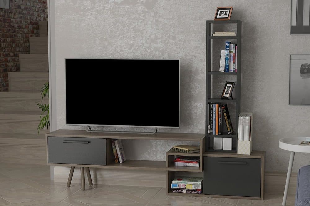LOGGY Tv-möbelset 167 cm Antracit/Mörkbrun/Svart