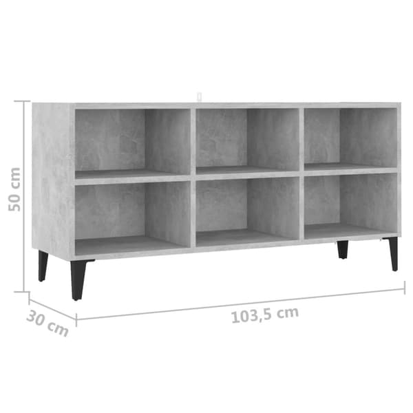 vidaXL TV-benk med metallben betonggrå 103,5x30x50 cm