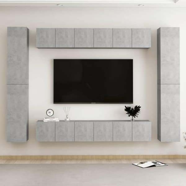 vidaXL 10-osainen TV-kaappisarja betoninharmaa lastulevy