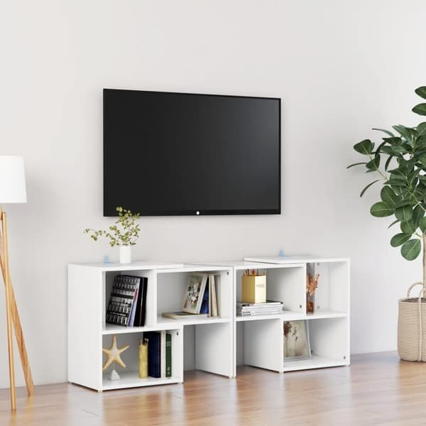 vidaXL TV-benk hvit 104x30x52 cm konstruert tre