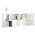 Miniatyrbillede 5 af 7: vidaXL tv-bord 104x30x52 cm konstrueret træ hvid højglans