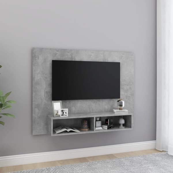 vidaXL Veggmontert TV-benk betonggrå 120x23,5x90 cm konstruert tre