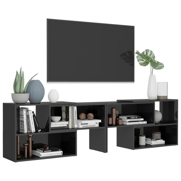 vidaXL TV-benk høyglans grå 149x30x52 cm konstruert tre