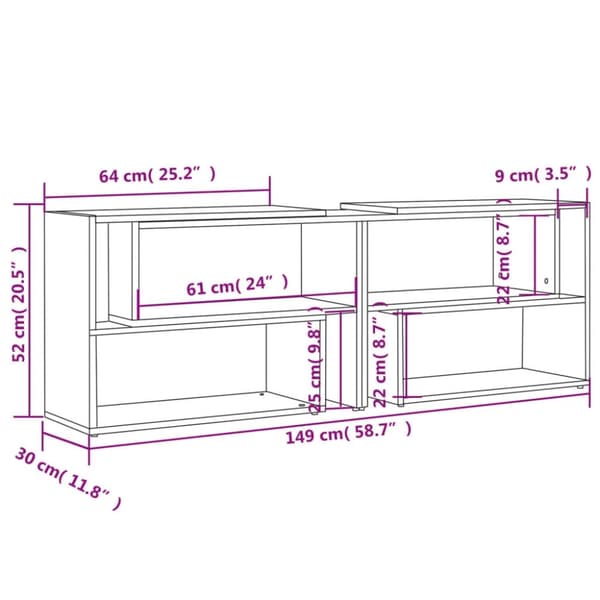 vidaXL TV-benk høyglans grå 149x30x52 cm konstruert tre