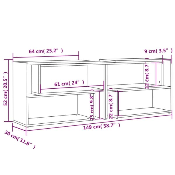 vidaXL TV-benk betonggrå 149x30x52 cm konstruert tre