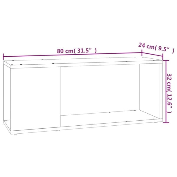 vidaXL TV-benk svart 80x24x32 cm konstruert tre