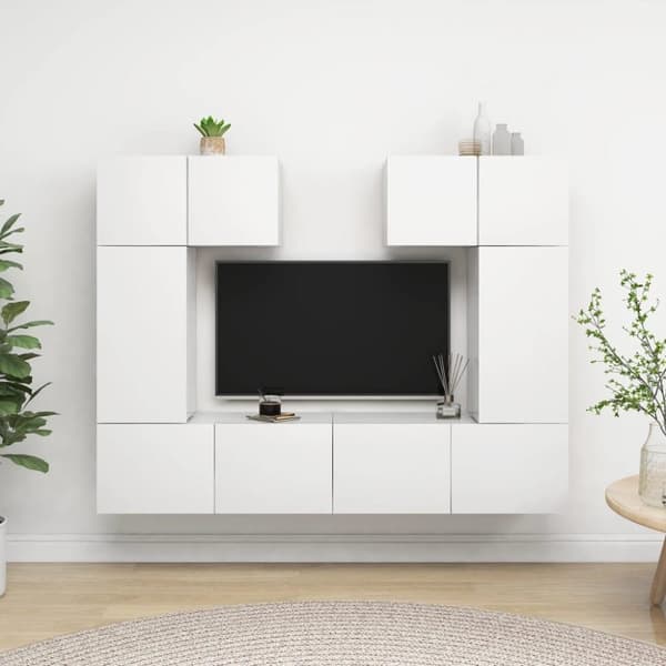 vidaXL 6-osainen TV-kaappisarja valkoinen tekninen puu